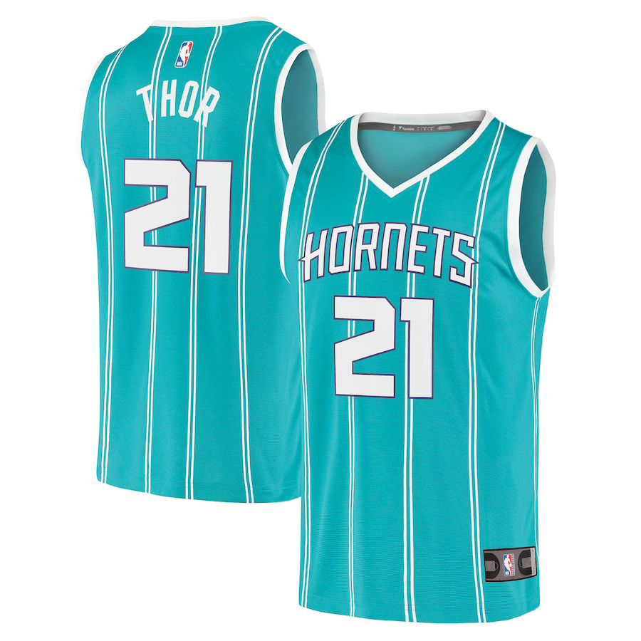 Men Charlotte Hornets 21 JT Thor Fanatics Branded Teal Fast Break Replica NBA Jersey